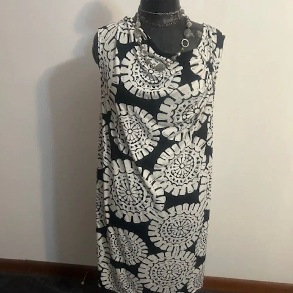 Merona Black/White geometric sleeveless dress, size XL